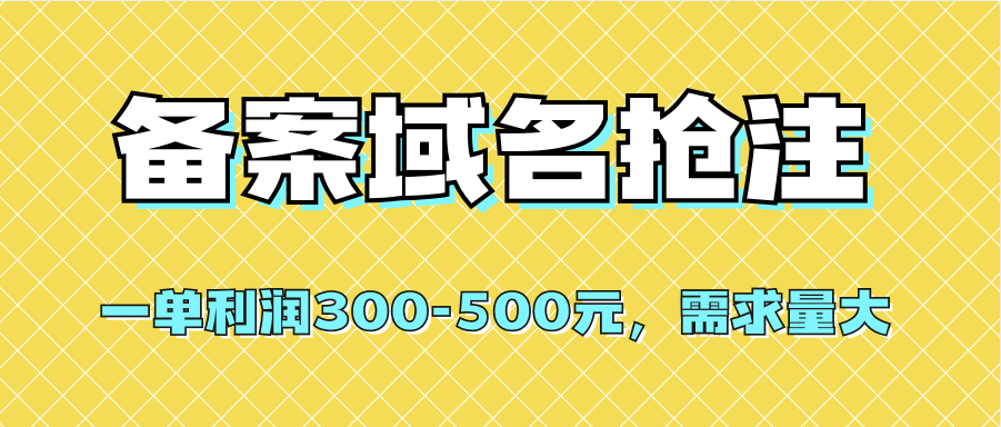 【全网首发】备案域名抢注，一单利润300-500元，需求量大-云创网