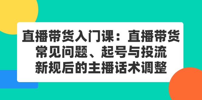 直播带货入门课：直播带货常见问题、起号与投流、新规后的主播话术调整-云创网