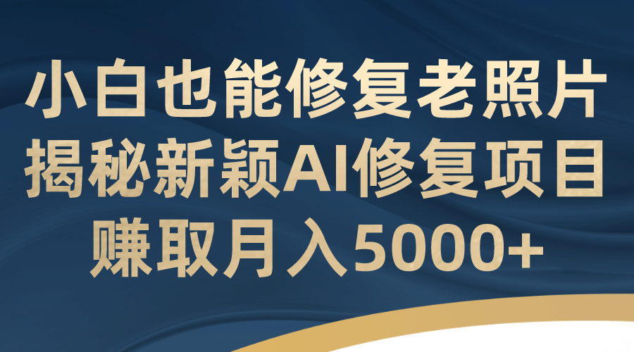 小白也能修复老照片！揭秘新颖AI修复项目，赚取月入5000+-云创网