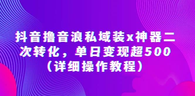 抖音撸音浪私域装x神器二次转化，单日变现超500（详细操作教程）-云创网