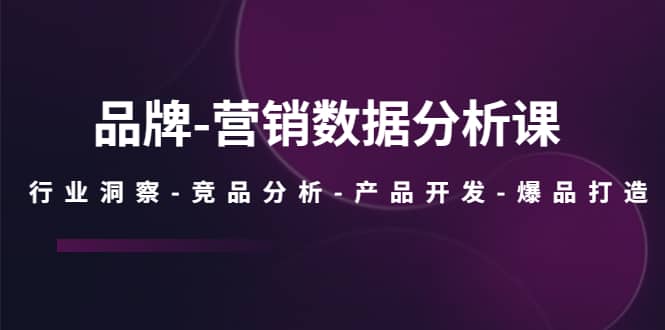 品牌-营销数据分析课，行业洞察-竞品分析-产品开发-爆品打造-云创网