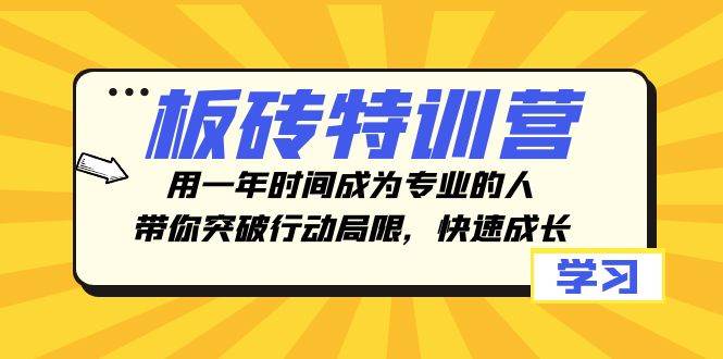 板砖特训营，用一年时间成为专业的人，带你突破行动局限，快速成长-云创网