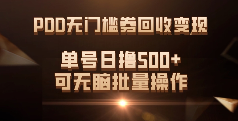PDD无门槛券回收变现，单号日撸500+，可无脑-云创网