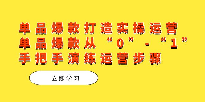 单品爆款打造实操运营，单品爆款从“0”-“1”手把手演练运营步骤-云创网