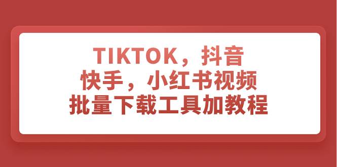 TIKTOK，抖音，快手，小红书视频批量下载工具加教程-云创网