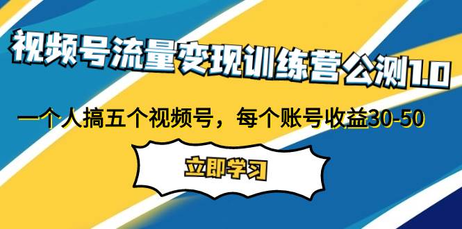 视频号流量变现训练营公测1.0：一个人搞五个视频号，每个账号收益30-50-云创网