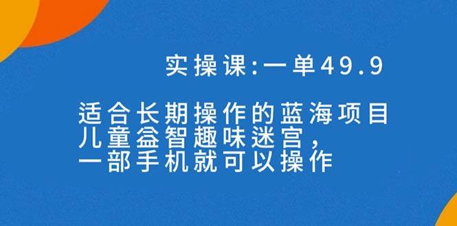 一单49.9长期蓝海项目，儿童益智趣味迷宫，一部-云创网