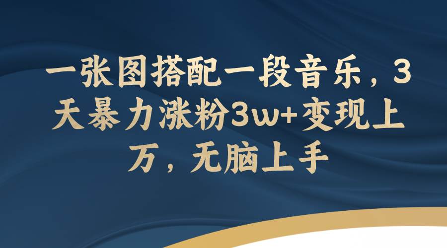 一张图搭配一段音乐，3天暴力涨粉3w+变现上万，无脑上手-云创网