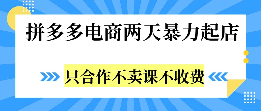 拼多多两天暴力起店，只合作不卖课不收费-云创网