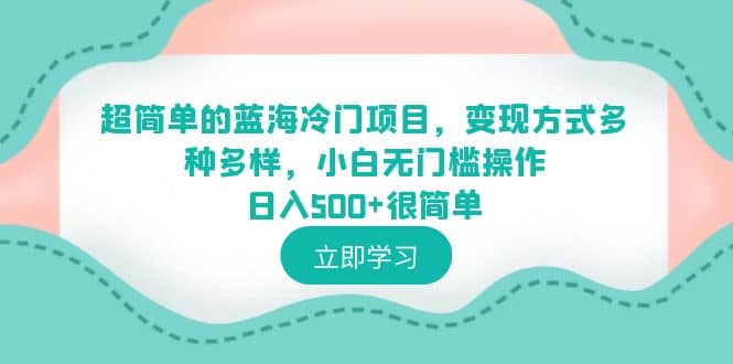 超简单的蓝海冷门项目，变现方式多种多样，小白无门槛操作日入500+很简单-云创网