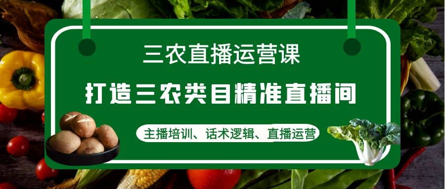 三农直播运营课：打造三农类目精准直播间，主播培训、话术逻辑、直播运营-云创网