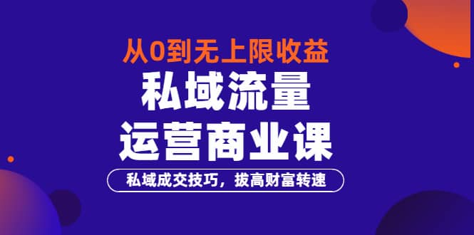 从0到无上限收益的《私域流量运营商业课》私域成交技巧，拔高财富转速-云创网