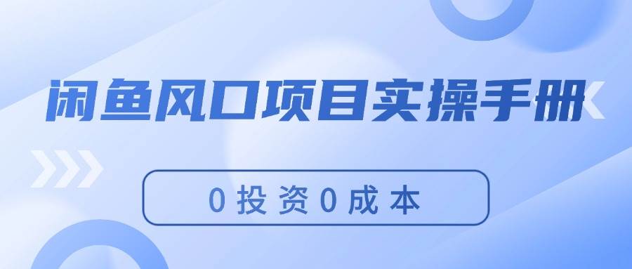 闲鱼风口项目实操手册，0投资0成本，让你做到，月入过万，新手可做-云创网