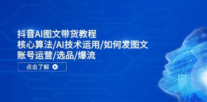 抖音AI图文带货教程：核心算法/AI技术运用/如何发图文/账号运营/选品/爆流-云创网