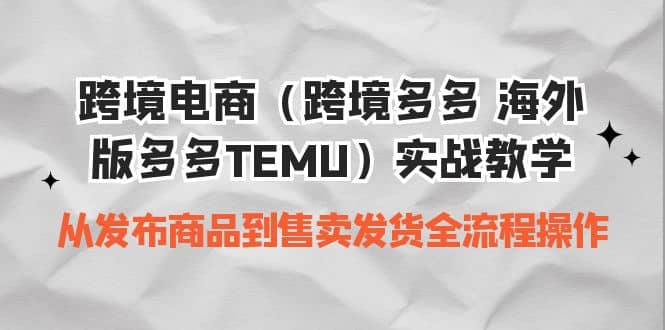 跨境电商（跨境多多 海外版多多TEMU）实操教学 从发布商品到售卖发货全流程-云创网