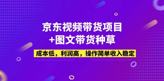 京东视频带货项目+图文带货种草，成本低，利润高，操作简单收入稳定-云创网