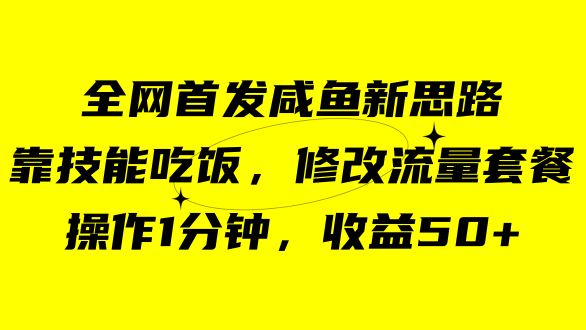 咸鱼冷门新玩法，靠“技能吃饭”，修改流量套餐，操作1分钟，收益50+-云创网