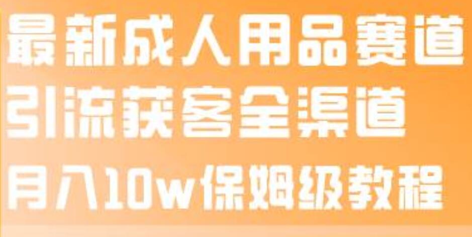 最新成人用品赛道引流获客全渠道，月入10w保姆级教程-云创网