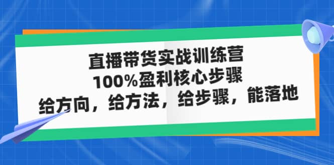 直播带货实战训练营：100%盈利核心步骤，给方向，给方法，给步骤，能落地-云创网