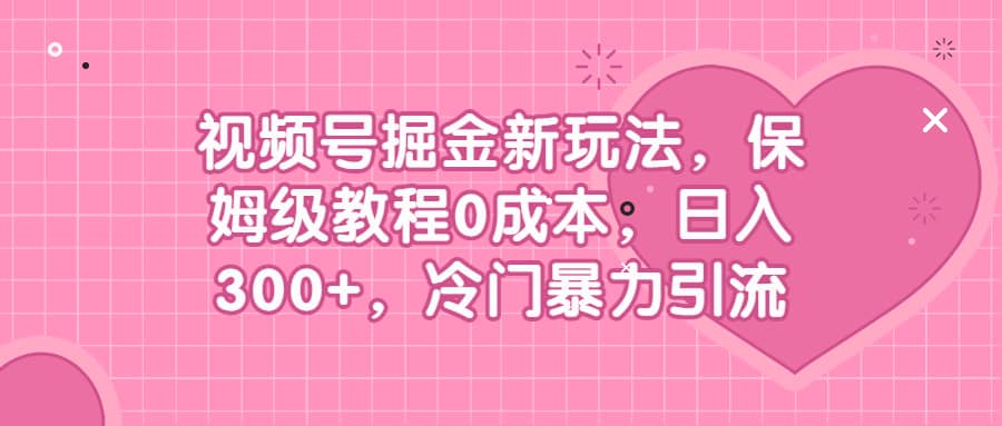 视频号掘金新玩法，保姆级教程0成本，日入300+，冷门暴力引流-云创网