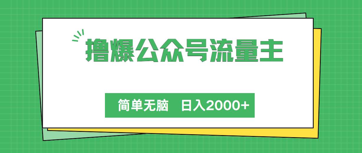 撸爆公众号流量主，简单无脑，单日变现2000+-云创网