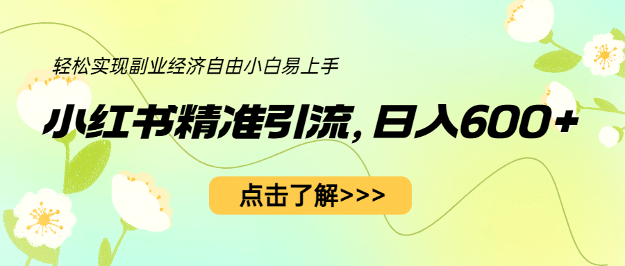 小红书精准引流，小白日入600+，轻松实现副业经济自由（教程+1153G资源）-云创网