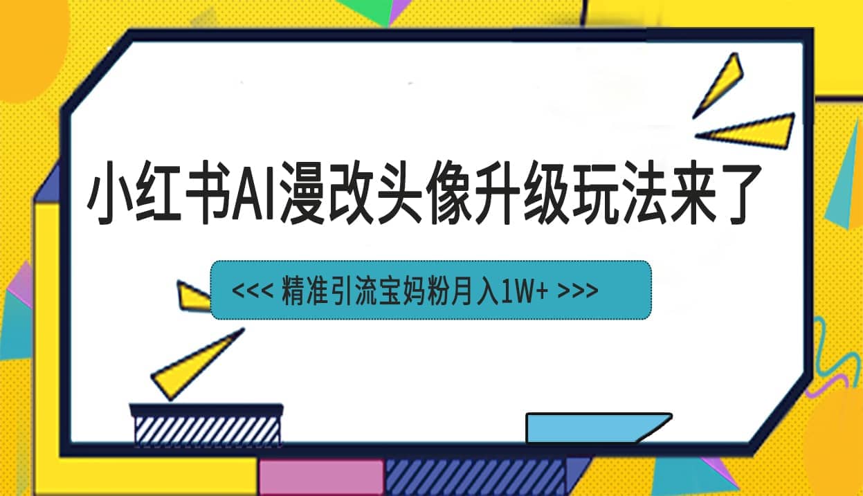 小红书最新AI漫改头像项目，精准引流宝妈粉，月入1w+-云创网
