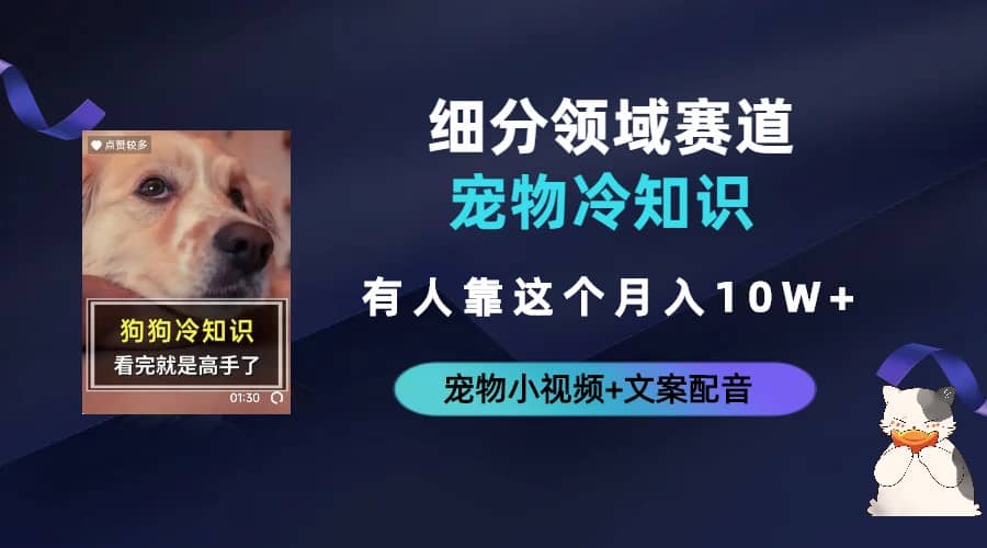 不起眼的抖音细分赛道-宠物冷知识，一段宠物视频配文案，有人靠这个月入10w-云创网