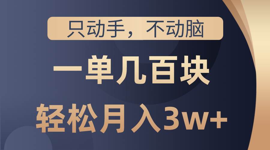 只动手不动脑，一单几百块，轻松月入3w+，看完就能直接操作，详细教程-云创网