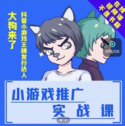 大狗来了：小游戏推广实战课，带你搭建一个游戏推广变现账号-云创网