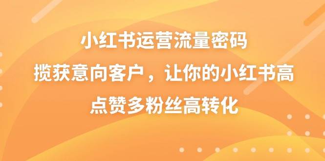 小红书运营流量密码，揽获意向客户，让你的小红书高点赞多粉丝高转化-云创网