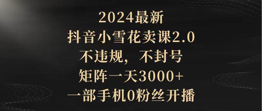 2024最新抖音小雪花卖课2.0 不违规 不封号 矩阵一天3000+一部手机0粉丝开播-云创网