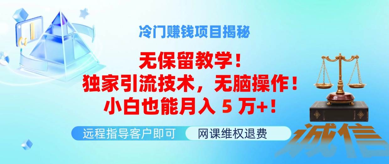 冷门赚钱项目无保留教学！独家引流技术，无脑操作！小白也能月入5万+！-云创网