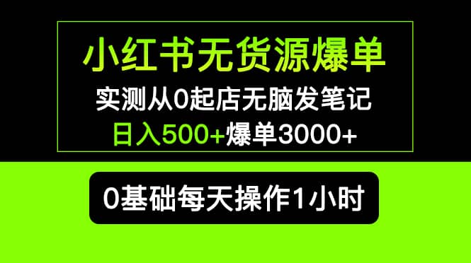 小红书无货源爆单 实测从0起店无脑发笔记爆单3000+长期项目可多店-云创网