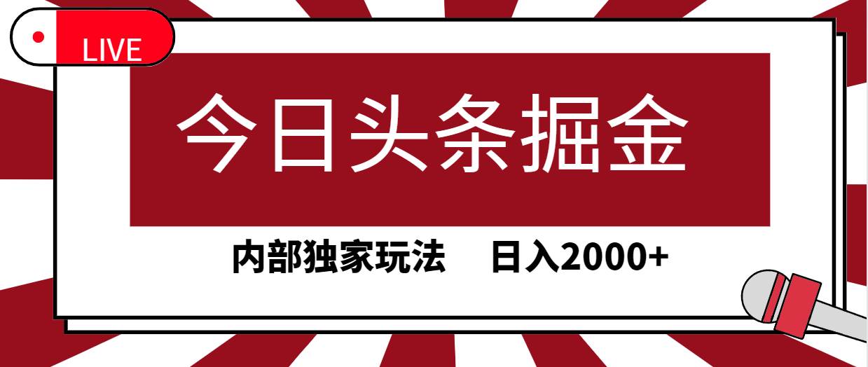 今日头条掘金，30秒一篇文章，内部独家玩法，日入2000+-云创网