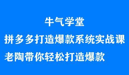 牛气学堂拼多多打造爆款系统实战课，老陶带你轻松打造爆款-云创网