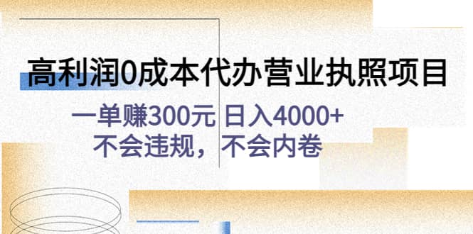 高利润0成本代办营业执照项目：不会违规，不会内卷-云创网