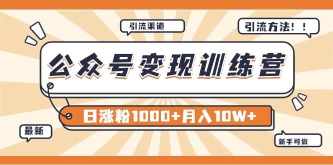 【某公众号变现营第二期】0成本日涨粉1000+让你月赚10W+（8月24号更新）-云创网