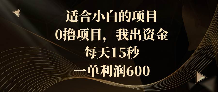适合小白的项目，0撸项目，我出资金，每天15秒，一单利润600-云创网