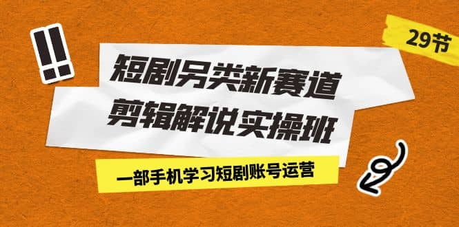短剧另类新赛道剪辑解说实操班：一部手机学习短剧账号运营（29节 价值500）-云创网