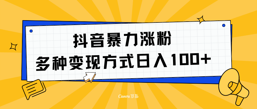 抖音暴力涨粉：多方式变现 日入100+-云创网