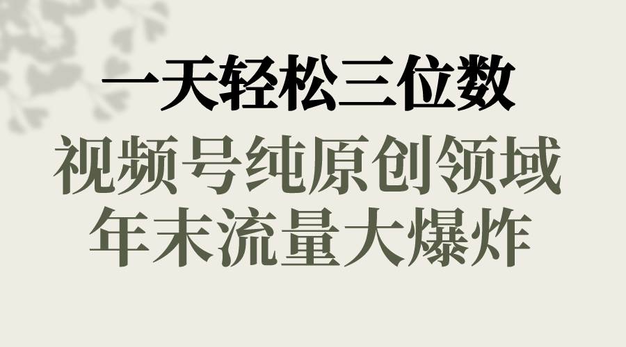 一天轻松三位数，视频号纯原创领域，春节童子送祝福，年末流量大爆炸-云创网