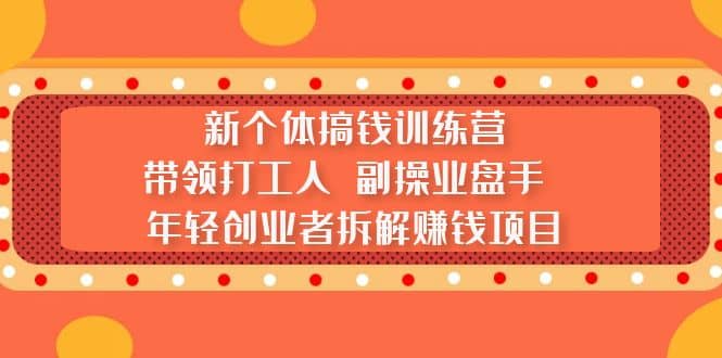 新个体搞钱训练营：带领打工人 副操业盘手 年轻创业者拆解赚钱项目-云创网