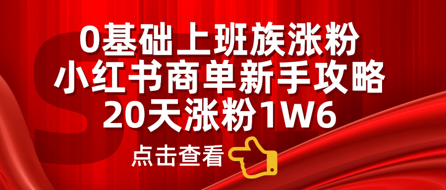 0基础上班族涨粉，小红书商单新手攻略，20天涨粉1.6w-云创网