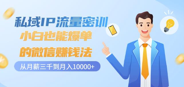 私域IP流量密训：小白也能爆单的微信赚钱法，从月薪三千到月入10000+-云创网