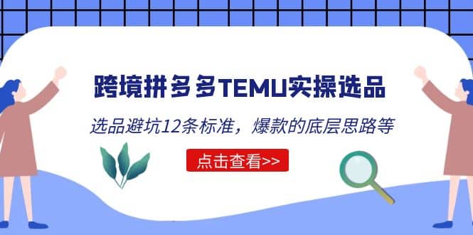 跨境拼多多TEMU实操选品运营方法，选品避坑12条标准，爆款的底层思路等-云创网