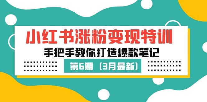 小红书涨粉变现特训·第6期，手把手教你打造爆款笔记（3月新课）-云创网