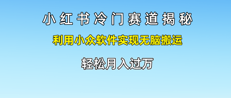 小红书冷门赛道揭秘,轻松月入过万，利用小众软件实现无脑搬运，-云创网