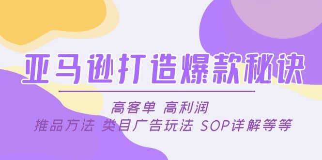 亚马逊打造爆款秘诀：高客单 高利润 推品方法 类目广告玩法 SOP详解等等-云创网