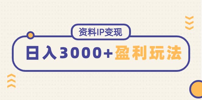 资料IP变现，持续性盈利玩法-云创网
